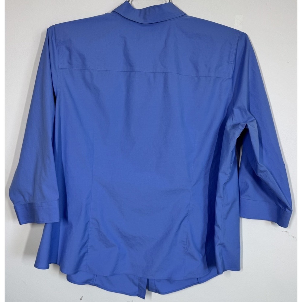 Talbots Wrinkle Resistant Blue 3/4 Sleeve Button Up Shirt Size 22WP Career Work - Picture 3 of 10